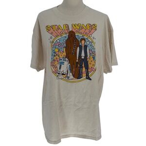 Fifth Sun Star Wars Graphic TShirt Cream Retro Han Solo Chewbacca 100% Cotton XL